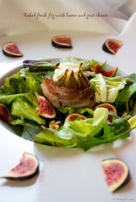 Baked fresh fig with bacon & goat cheese