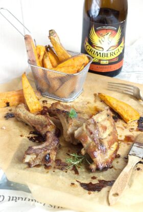 Spare ribs marinées au miel et à la bière ambrée Grimbergen (travers de porc)