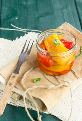 Roasted pepper marinated with olive oil and origan