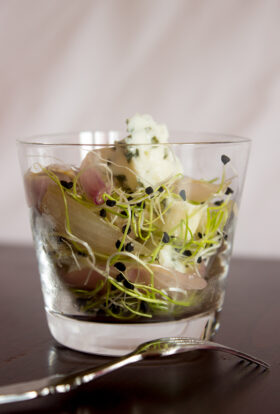 Roquefort & caramelized shallots verrine recipe