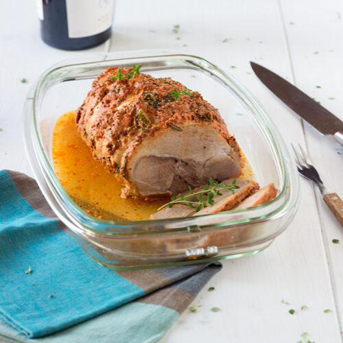 Rôti de porc froid à la moutarde et aux herbes