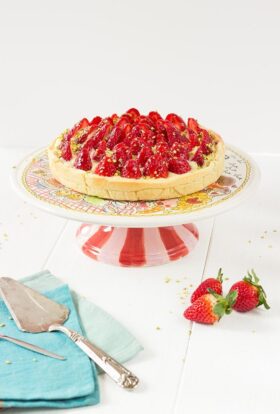 Tarte aux fraises - crème pâtissière et pistaches
