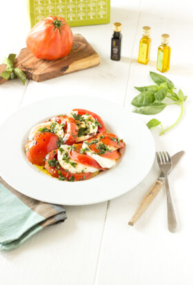 Tomates mozzarella & huile d'olive au citron d'Oliviers&Co.