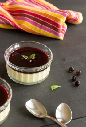 Vanilla custard recipe with home made blackcurrant coulis