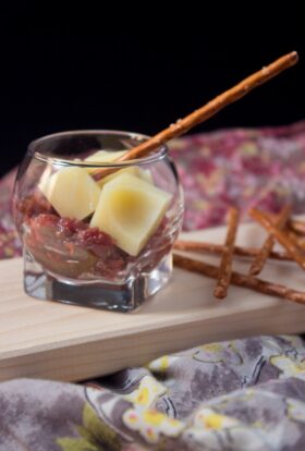 Verrine Emmental, chutney de figues