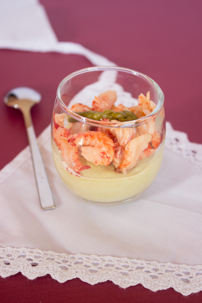 Crayfish & asparagus mousse verrine