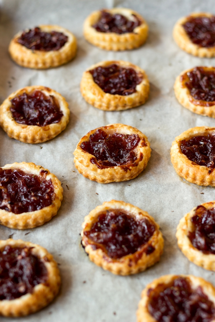 Onion confit tartlets