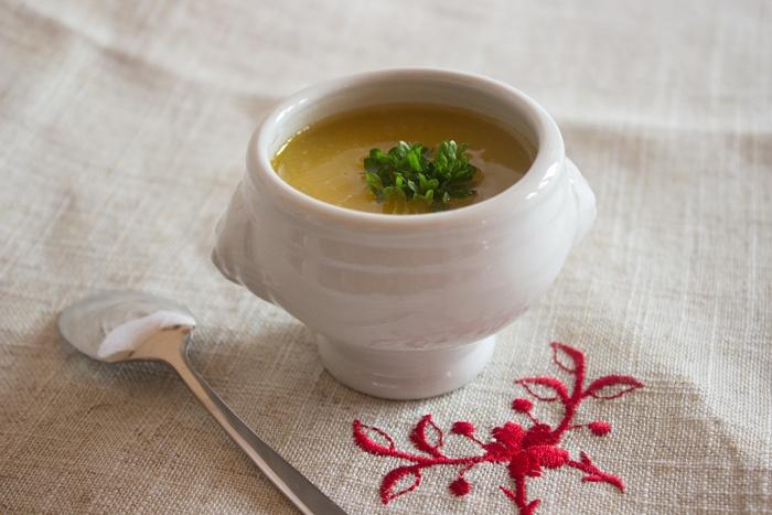 Squash and chestnut soup verrine